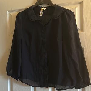 Sheer Navy Button Up Blouse